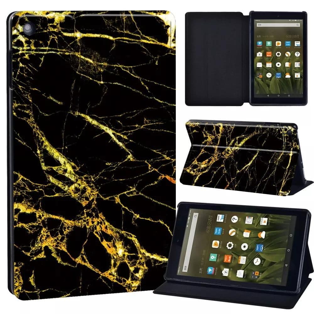 Amazon Fire Tablet Case - Gold Black Marble
